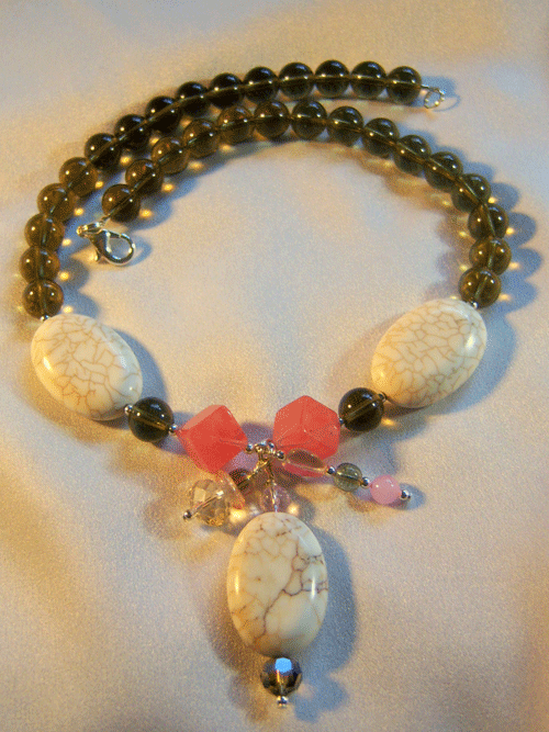 470n - 17 inch handcrafted necklace, stone and glass beads